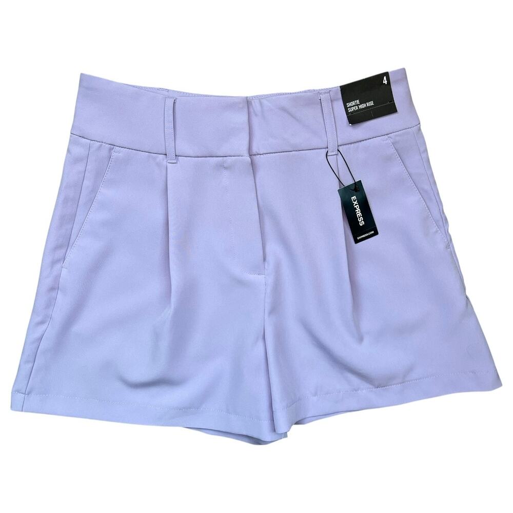 Express Lilac Super High Rise Shortie Shorts Womens Size 4 NWT Purple - Picture 1 of 9